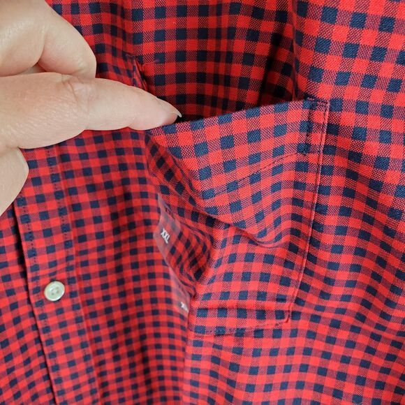 Gap Shirt Button Down Mens XXL Slim Red Black Plaid Long Sleeve Work Preppy Top - Picture 8 of 15